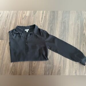 14th & Union Women’s Size S Quarter Button Long Sleeve Black Blouse